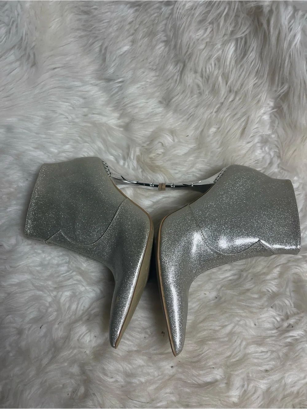 Baby Phat Silver Glitter Pointed Ankle Booties - Picture 6 of 10